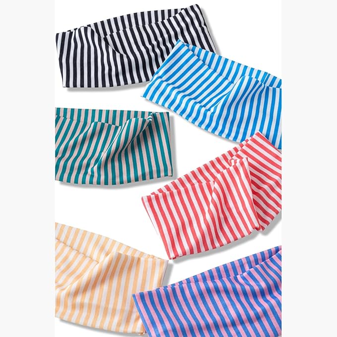 4PACK Stretchy Striped Headband For Women Elastic Wide Hairbands For Yoga Hair Wraps Bohemian Hair Accessories