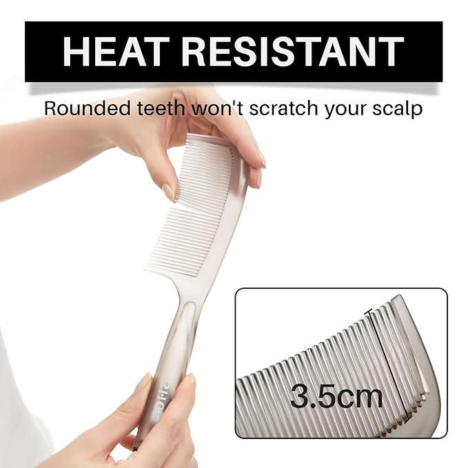 RHOS Detangler Hair Comb for Women and Men-Wide Tooth Comb for Curly,Thick,Wavy,Long Hair,Large Tooth Detangling Comb for Wet and Dry Hair-Styling Essentials Round Handle Hairdressing Comb(Gray)
