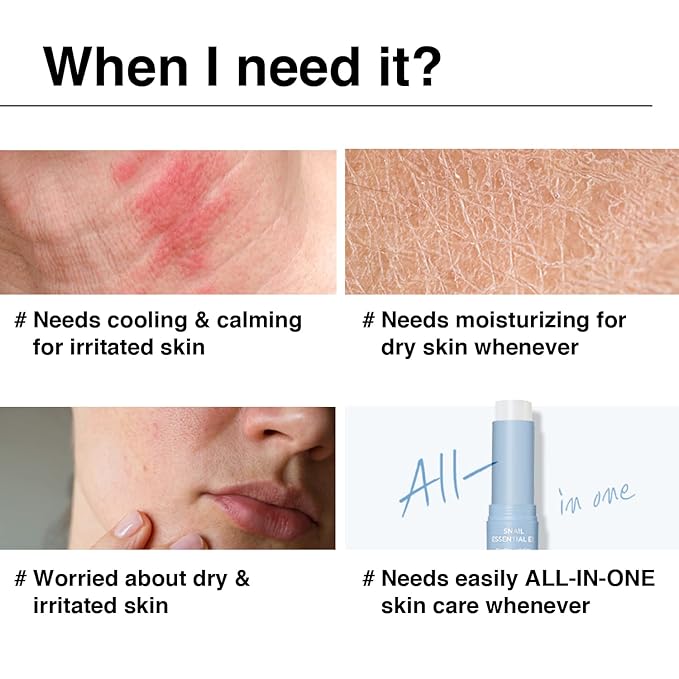 THESAEM Snail Essential EX Cooling Solution Stick Balm – Under Eye Depuffing & Soothing – Face & Eye Serum Treatment – With Snail Collagen & Aquaxyl for Moist Glow, 0.38oz.