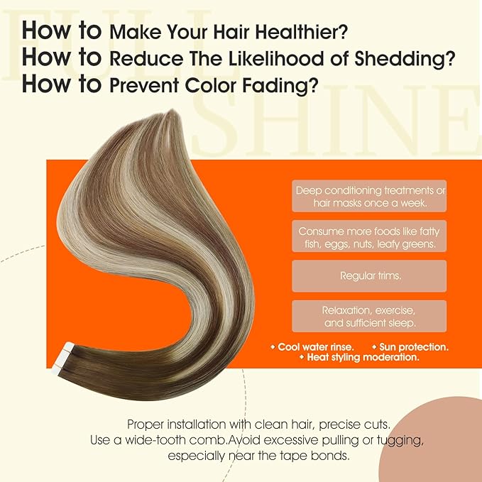 Full Shine Balayage Tape in Human Hair Color 4/27/60/8 Brown Ombre Blonde Highlight Remy Hair Extensions Real Human Tape in 12Inch 30Gram Seamless Invisible Skin Weft for Women 20Pcs Soft Straight