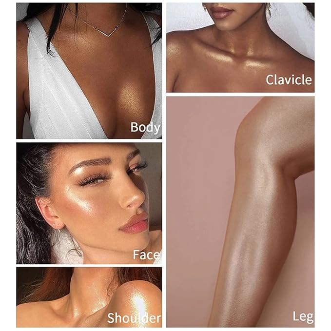 AKARY Liquid Highlighter Makeup for Face Body, Contour Foundation Illuminator Boom Stick, Two-color Highlight Shade Longwear Shimmer Glow Makeup, Valentine's Day gift (02 Sakura Powder + Warm Brown)