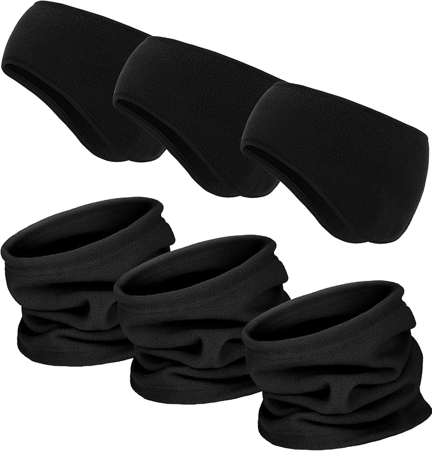 BBTO 6 Pieces Fleece Ear Warmers Headband Winter Neck Gaiter