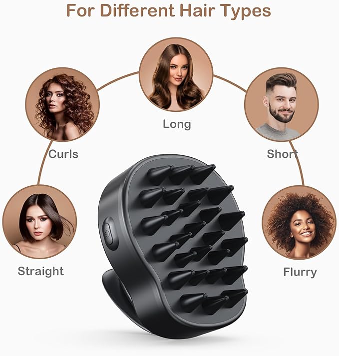 Electric Hair Scalp Massage Brush with Soft Silicone Bristles,3-Level Vibration,IPX6 Waterproof for Hair Growth & Dandruff Removal, Scalp Exfoliator(Light Blue)