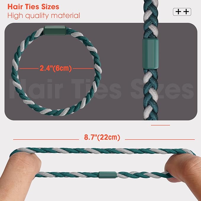 EasYoung 10pcs Braided Men's Hair Ties, Elastic Hair Coils for Buns, Curly Thick Hair