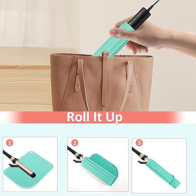 Quccefods Heat Resistant Mat Large Silicone Hot Hair Tools Holder for Curling Irons Flat Iron Hair Straightener Mat Portable Vanity Pad