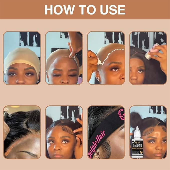 Lace Glue Kit Complete Set with Lace Tint Mousse, Lace Melting Spray Wig Glue for Women's Wigs and Hairpieces - Wig Installation Kit & Tape in Extension Rmover & Cap (Light Brown)