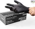 LANON 6-mil Black Nitrile Disposable Gloves, Food-Safe, Powder-Free, Heavy-Duty, Textured Fingertips, Latex-Free, Large