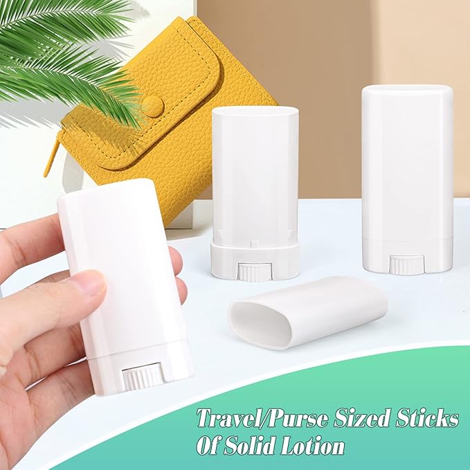 15ml Travel Deodorant Containers,Top-Fill,Empty Plastic Oval Lip Balm Tubes for Chapstick,Lip Balm,Lotion Bar Sticks,Salve,Homemade Solid Lotion,Sample Size Deodorant-30 Pack,White