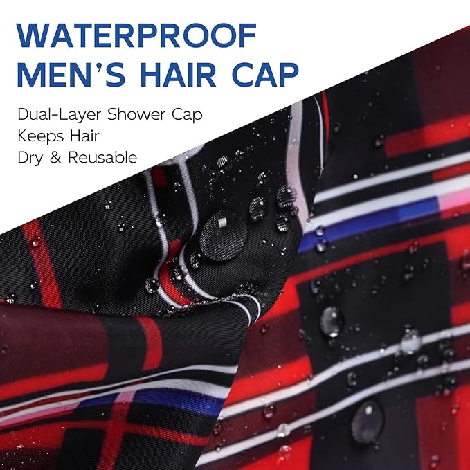 Years calm Shower Cap for Men, Waterproof & Heat-Retaining Hair Treatment Cap – Reusable Men’s Shower Cap with Foil Lining, Elastic Band, for Steam Care, Hair Mask & Oil Conditioning