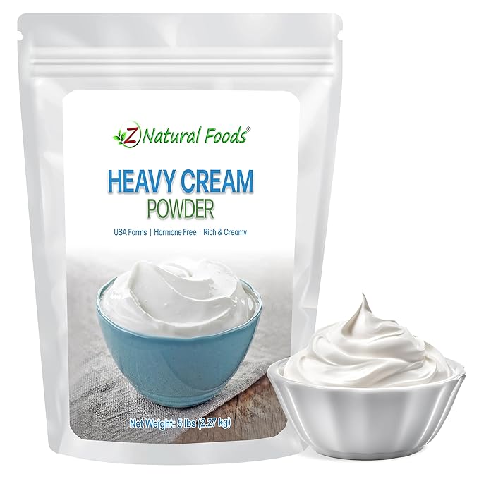 Z Natural Foods Heavy Cream Powder - Nutrient-Dense, Delicious Powdered Cream with 1-Year Shelf Life - Easy to Use & Perfect for Coffee, Baking & Recipes, Keto-Friendly, Gluten-Free, 5 lbs