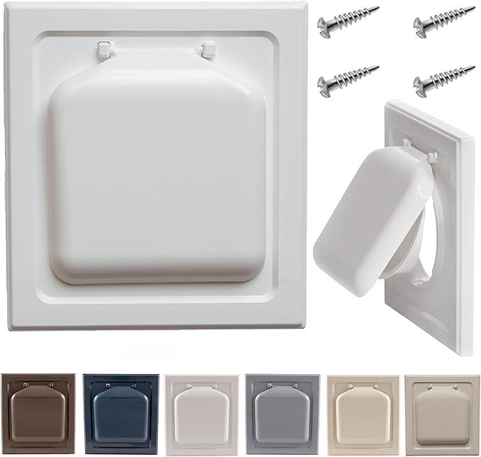 NO-PEST VENT, Exclusive Dual Door Dryer Vent Cover Outdoor 4 inch or Bathroom fan, Made in USA w Highest UV Resistant Plastic in any Outdoor Vent Cover (White, 4 inch With 12" Duct Tube)