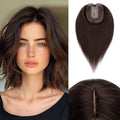Rich Choices Hair Toppers for Women Real Human Hair 100% Human Remy Toppers NO Bangs for Women with Thinning on Top Clip in Hairpiece 4"x4.7"Lace Base 10 Inch #2 Dark Brown