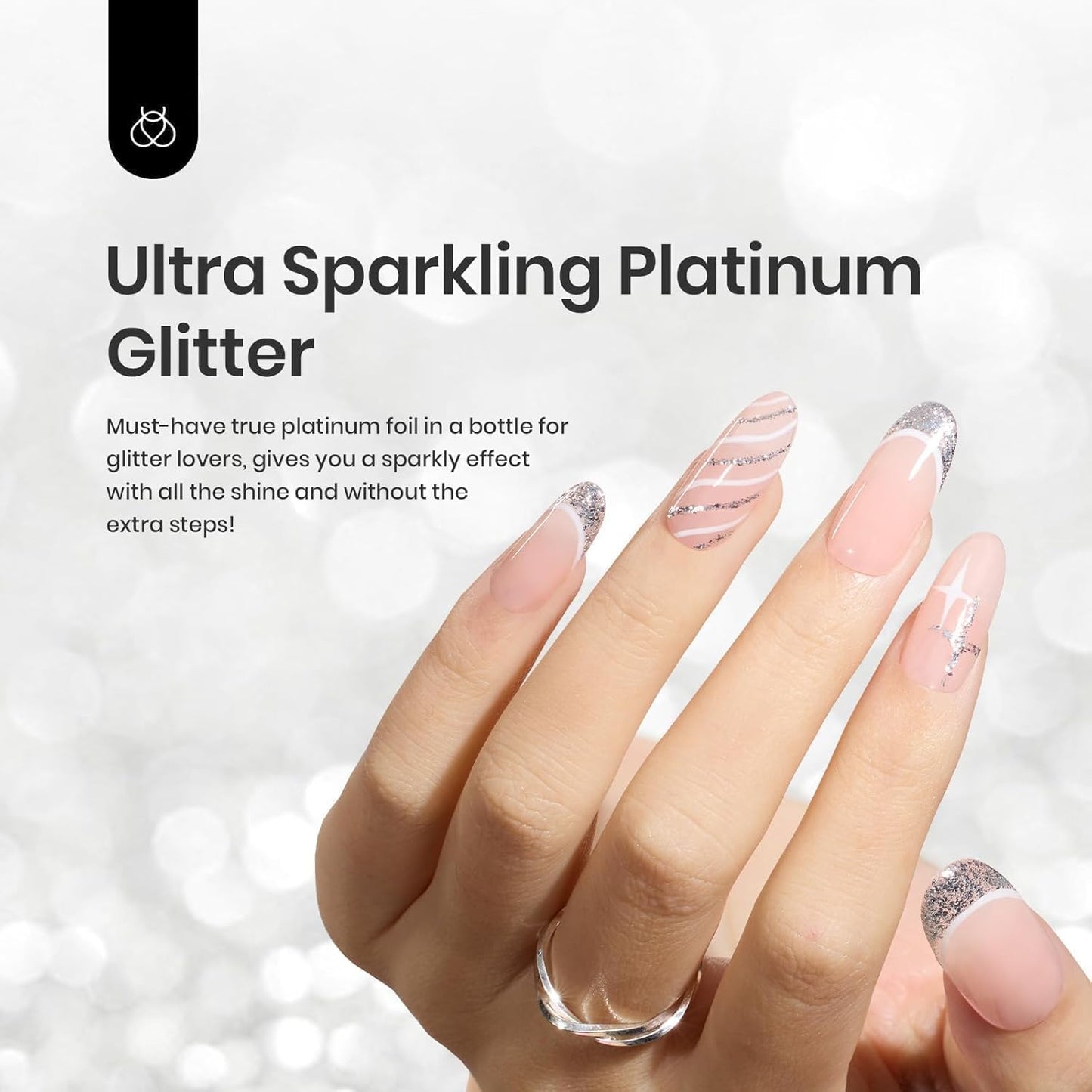 beetles Gel Polish Silver Glitter Gel Polish 1pcs 7ml Reflective Silver Glitter Liner Gel Polish for Gel Art Paint Sparkly Shiny Gel Nail Polish Liner for Women