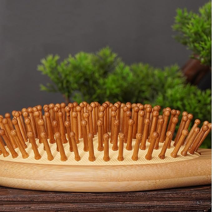 Lindale Wooden Hair Brush for Women Men, Natural Bamboo Detangler Paddle Hairbrush for Hair Growth Massaging Scalp, Reduces Static for Curly Hair with Ergonomic Handle Oval