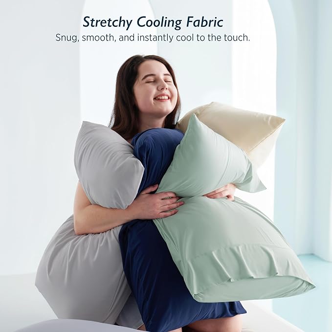 Breescape Cooling Pillow Cases King Size - BlendTek™ Dry & Cool Technology for Hot Sleepers and Night Sweats, 2 Pack Ultra Soft & Smooth Pillowcases for Hair & Skin Care, 20" x 36", Mint Green