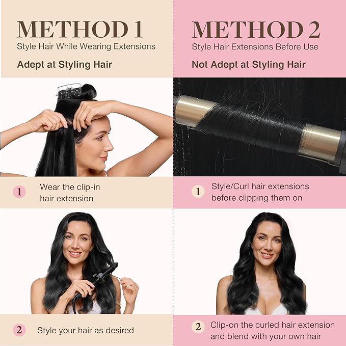 GOO GOO Clip in Hair Extensions Real Human Hair, Remy Human Hair Extensions Clip ins for Women, Natural Human Hair, 24inch 120g 7Pcs, 1B Natural black