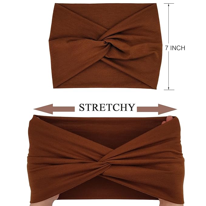 Wide Headbands For Women Extra Large Headband Twisted Knot Head Bands For Women's Hair Band Scarf Turban Accessories 6 Pack