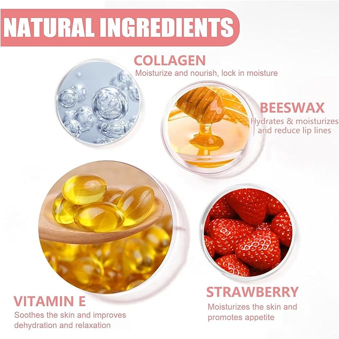 2 PCS Lip Balm Honey Pot, Honey & Strawberry Lip Sleeping Mask Vitamin E & Moisturizing Propolis Lip Balm with Stick, Prevention Dry and Cracked Lip Scrubs Exfoliator Lip Wrinkle