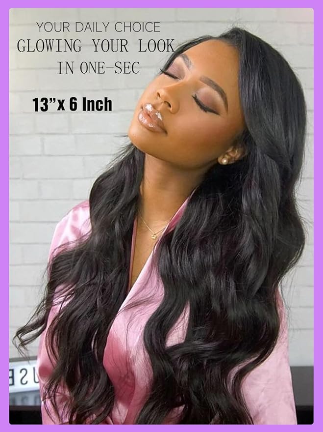 34 Inch 13x6 HD Body Wave Lace Front Wigs Human Hair Pre Plucked 200 Density Brazilian Virgin Human Hair Wigs for Women Glueless Lace Frontal Wig Natural Black Body Wave Wig