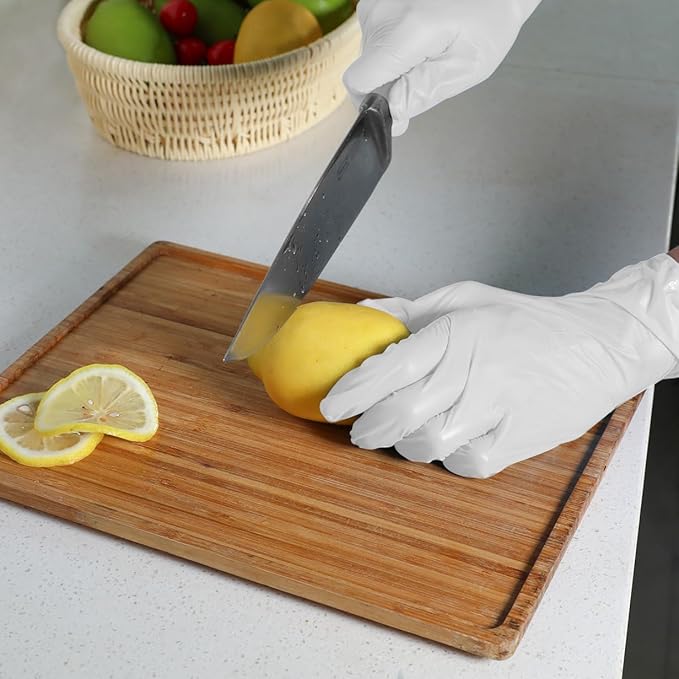 Disposable Gloves Large, Nitrile and Vinyl Blend Material Gloves, Latex Free 4 Mil 1000 Pc Food Grade Glove for Cleaning, Food Prep,Hair Dye,Tattoo, White