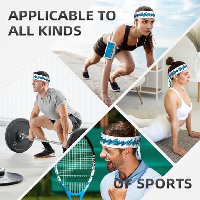 Sports Tie Headband Bandana Running Athletic Sweat Band Elastic Adjustable Sport Head Tie for Men Women Head Ties Ninja Tie Headbands Tennis Sweatbands Soccer Basketball Teams Running Head Band