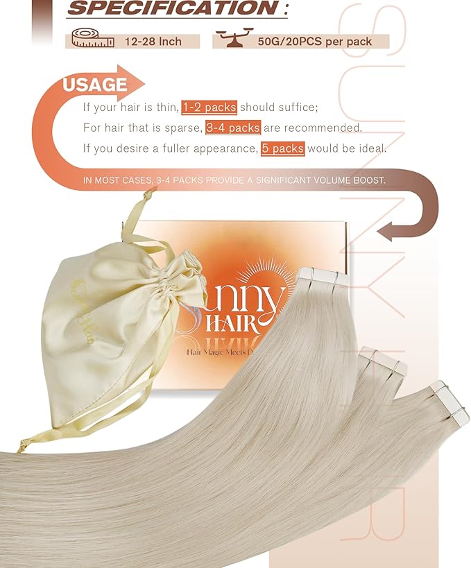 Sunny Hair Blonde Tape in Hair Extensions Human Hair, 12 inch Tape in Extensions Remy Tape ins Human Hair Extensions for Women 30g 20Pcs