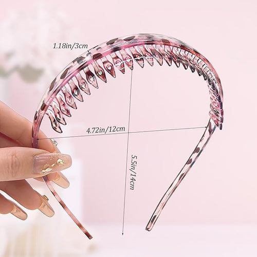 4 Pack No Pressure Headbands for Glasses Wearers – Wide teeth U-Shaped headband for no headache, no pressure, secure hold for thick and fine hair(set-B)