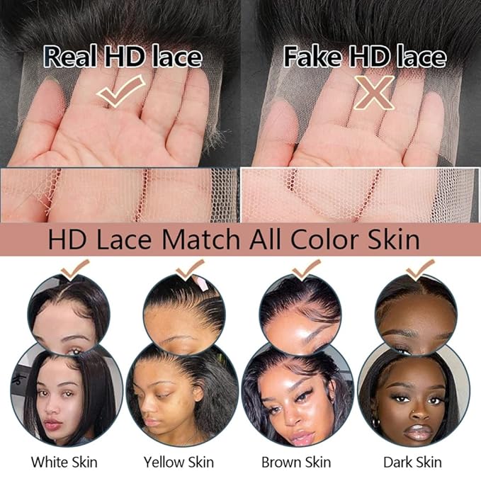 Real HD Lace Wig 13x6 Full Lace Frontal Wig 220% Density Body Wave HD Transparent Lace Front Wigs Virgin Human Hair Wigs Pre Plucked with Baby Hair 24 inch