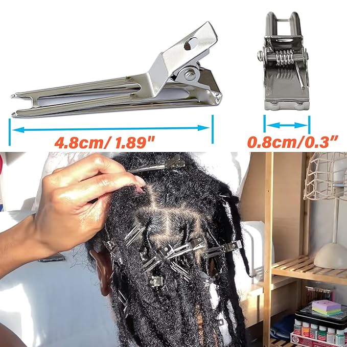 55 Pcs Metal Silver Hair Clips for Women Pin Curl Roller, 1.8” Double Prong Root Lift Clips for Curly Hair Volume, Locs Retwist Dreads, Curler Setting Clippies for Thick Styling Sectioning