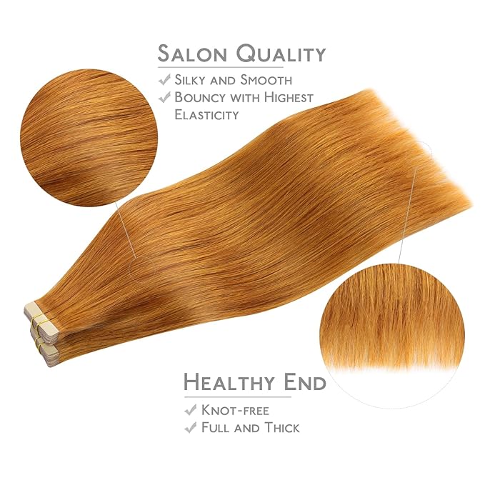 WENNALIFE Tape in Hair Extensions Human Hair, 40pcs 100g 14 inch Auburn Ginger Remy Hair Straight Tape in Extensions Invisible Reusable Real Hair Extensiones De Cabello Humano