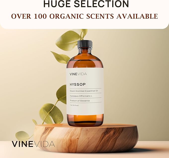 VINEVIDA Hyssop Essential Oil 16 oz - Undiluted, DIY Candle Scents, Bulk for Soap Making