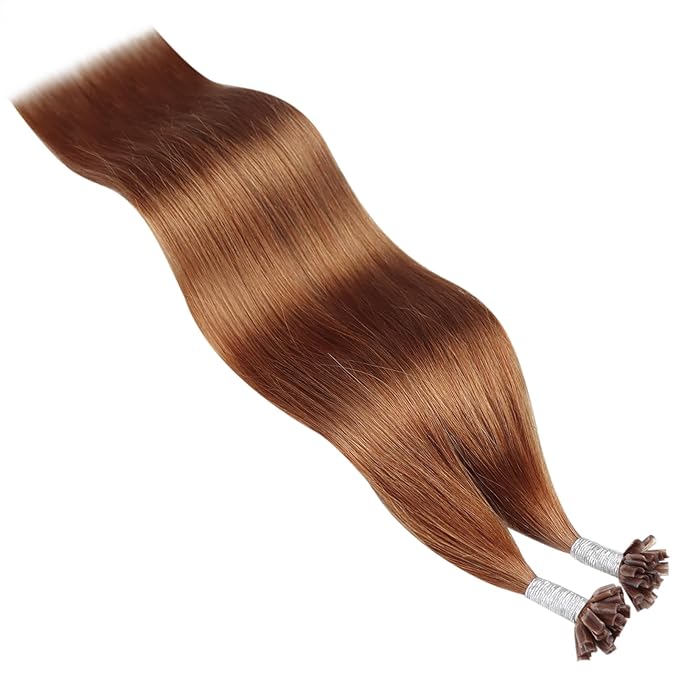 YoungSee U Tip Hair Extensions Copper UTip Hair Extensions Human Hair Copper 16In U Tip Keratin Hair Extension Colored Pre Bonded Hair Extension Utip For DIY 50s/25G