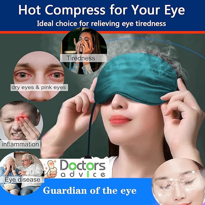 Heated Eye Mask, Dry Eyes, Sleep Mask, Use Damp-Heat Therapy To Unclog The Glands, Restore Puffy Eyes and Dark Circles, Relieve Dry Eye Syndrome, Chalazion, Stye, MGD and Blepharitis
