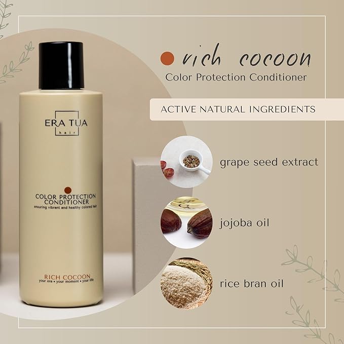 Rich Cocoon Color Protection for Color-Treated Hair | Shampoo & Conditioner | Dutch Made & Formulated for Premium Cozy Scent of Warm Wood, White Amber & Jasmine