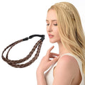 DIGUAN Double Three Strand Synthetic Hair Braided Headband Hairpiece Extension Women Girl Beauty accessory (Chestnut)