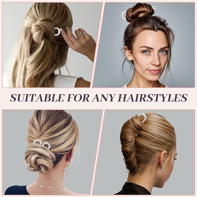 2PCS 4.2Inch French Hair Pins U-Shaped Pins for Women and Girls Fashion Metal Hair Pin French Twist Hair Pins for Buns, Updos,Stylish and Functional(set1-silver)