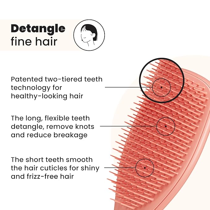 Tangle Teezer Fine & Fragile Ultimate Detangler Brush, Dry & Wet Hair Brush to Detangle & Reduce Breakage, Amazon Exclusive Sweet Cinnamon
