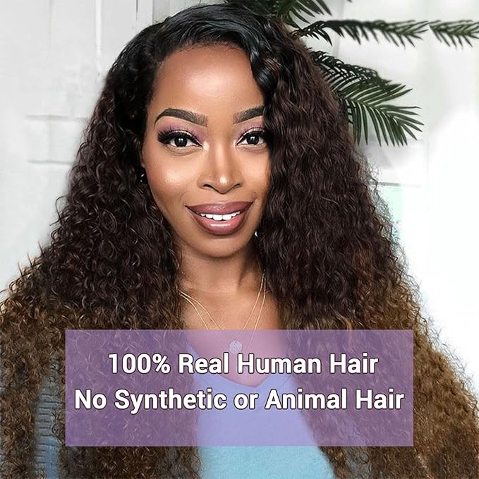 T1B/2/30 Ombre 13x6 Water Wave Lace Frontal 100% Real Human Hair 16 Inch Chestnut Brown Ombre Water Wave Transparent Lace Frontal