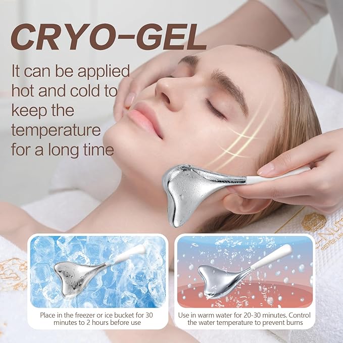 Ice Globes for Face Cryo Sticks Set, Ice Roller Stainless Steel Facial Massage Skin Care Tools for Cooling & Hot Spa