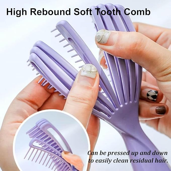 Hair Brush for Afro American/African Hair Textured Professional Curved Vented Brush Wet Dry Curly Hairbrush Detangling Massage Hairdressing Comb (Pink, Big)
