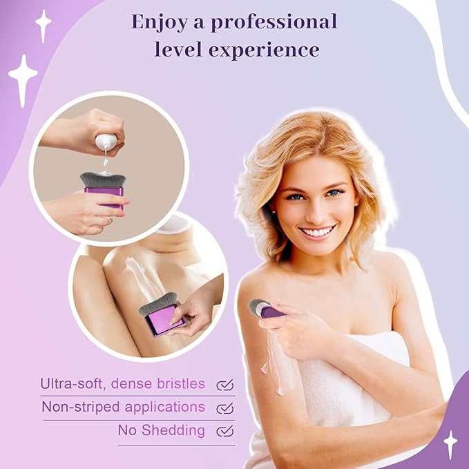 Self Tanner Brush for Body & Face - Kabuki Makeup Brush for Self-Tanner,Tanning Mousse,Foundation & Bronzer | Streak-Free Application,Super Soft Bristles,Professional Tanning & Body Makeup Tool