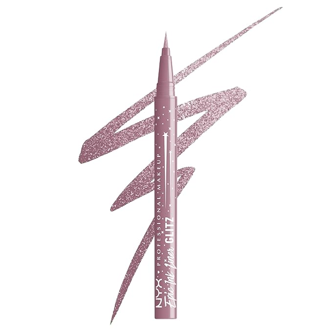 NYX PROFESSIONAL MAKEUP Epic Ink Glitz Liner, Waterproof Metallic Liquid Eyeliner with Vegan Formula - Shimmer Stitch (Shimmer Mauve Purple)