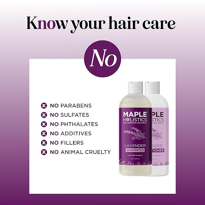 Aromatherapy Lavender Shampoo and Conditioner Set - Paraben and Sulfate Free Shampoo and Conditioner for Women with Chamomile Panthenol Jojoba Oil plus Cleansing and Calming Lavender Essential Oil