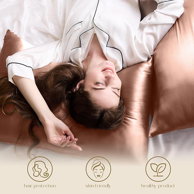 ZIMASILK 100% Pure Mulberry Silk Pillowcase for Hair and Skin Health,Soft and Smooth,Both Sides Premium Grade 6A Silk,600 Thread Count,with Hidden Zipper,1pc (Standard 20''x26'',Mocha)
