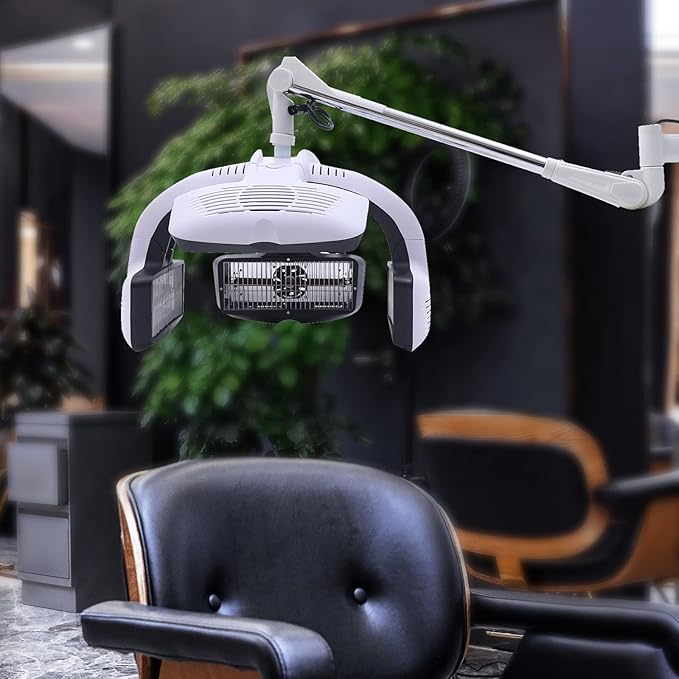 Wall Mounted Orbiting Hair Dryer, 1500W Temperature Adjustable Salon Hair Perming Machine, 360 Degree Rotating Heating Ring Rotating Hair Treatment Machine with 5 Heating Discs for Salon SPA