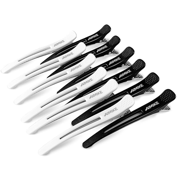 AIMIKE Hair Styling and Sectioning Accessories - 12 Pack Non-Slip Silicone Hair Clips for Thick and Thin Hair, Professional Salon Quality