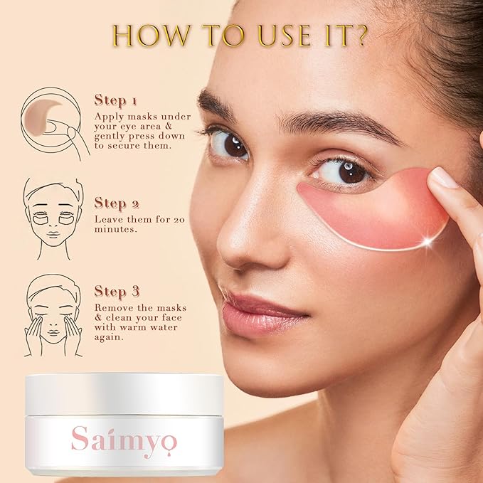 Pink Rose Eye Mask– 60 Pcs - Gold Under Eye Mask Retinol & Collagen - Puffy Eyes and Dark Circles Treatments – Look Younger and Reduce Wrinkles and Fine Lines Undereye, Improve and Firm eye