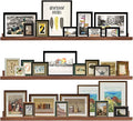 AZSKY 48 Inch Long Floating Shelves Wall Mounted Light Walnut Narrow Photo Picture Ledge Shelves Set of 3 Nursery Book Shelves Photo Frames Display Shelves Kitchen Spice Rack