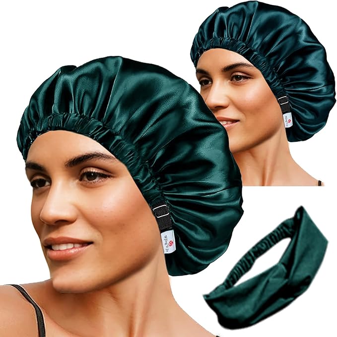 Hair Bonnets 3Pcs Satin Bonnet For Sleeping Silky Bonnets Womens Silk Bonnet Night Caps Curly Hair Sleep Cap For Women