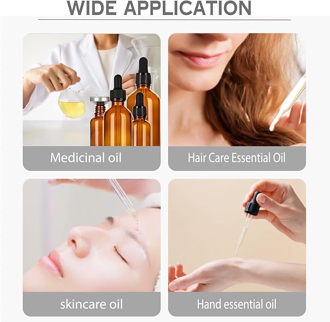 1 oz Amber Glass Dropper Bottles,4 Pack 30ml Empty Reusable Leak Proof Thick Tincture Bottles for Essential Oils,Hair Oil,Liquids,Laboratory,Pharmacist Bottle,Massage,Perfumery Aromatherapy